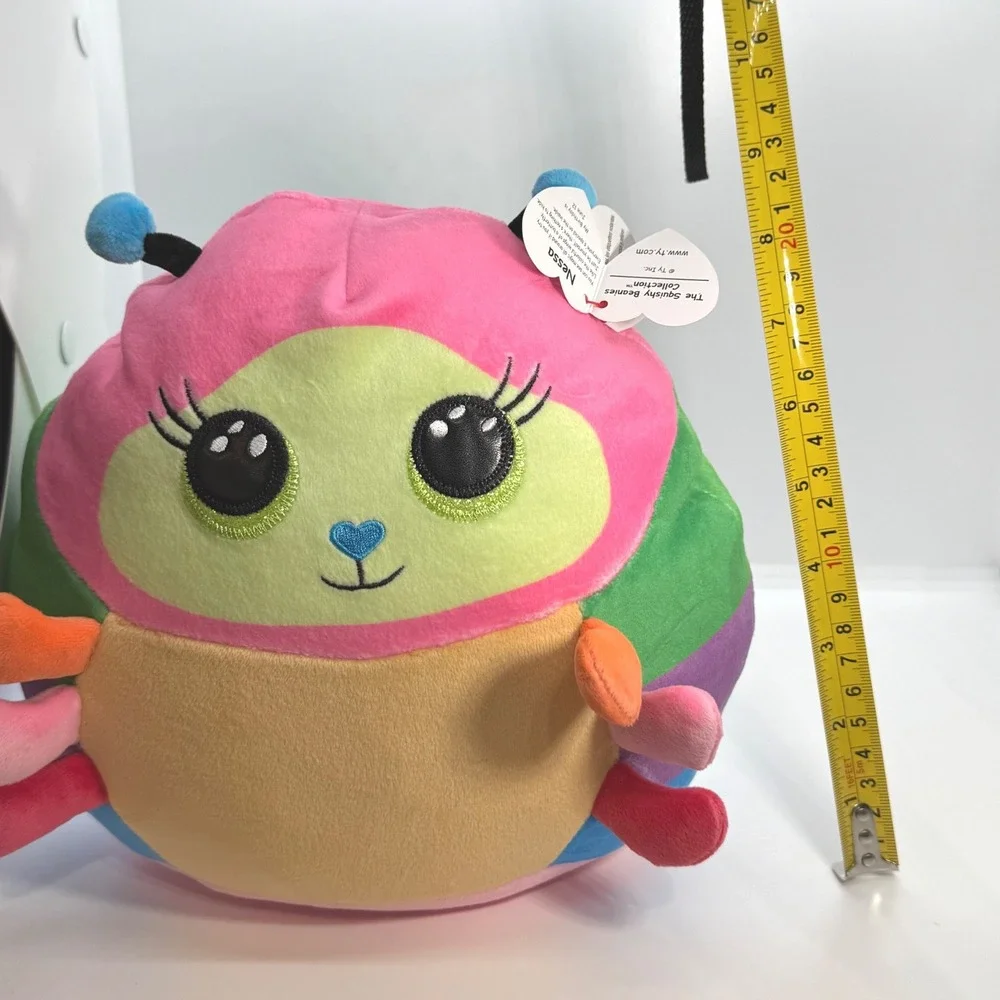 Ty Squishy Beanies Nessa Caterpillar Multi Color Plush Stuffed Animal 8 inch NWT